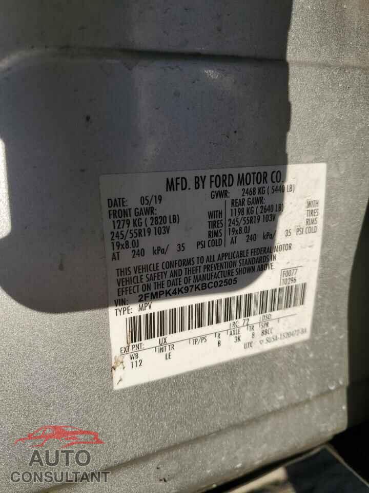 FORD EDGE 2019 - 2FMPK4K97KBC02505