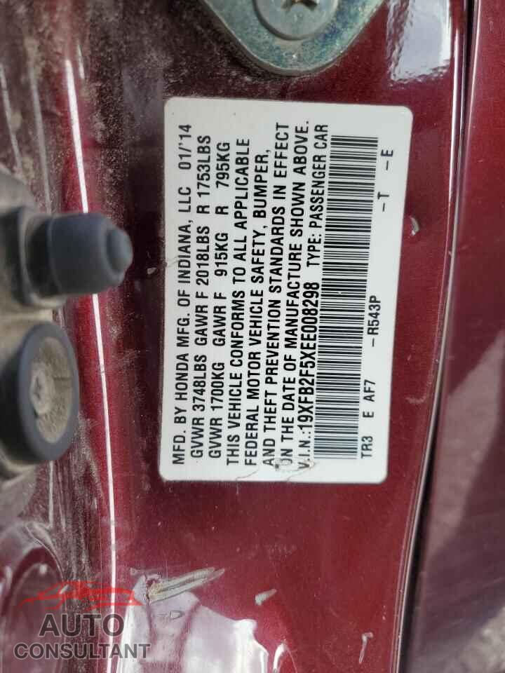 HONDA CIVIC 2014 - 19XFB2F5XEE008298