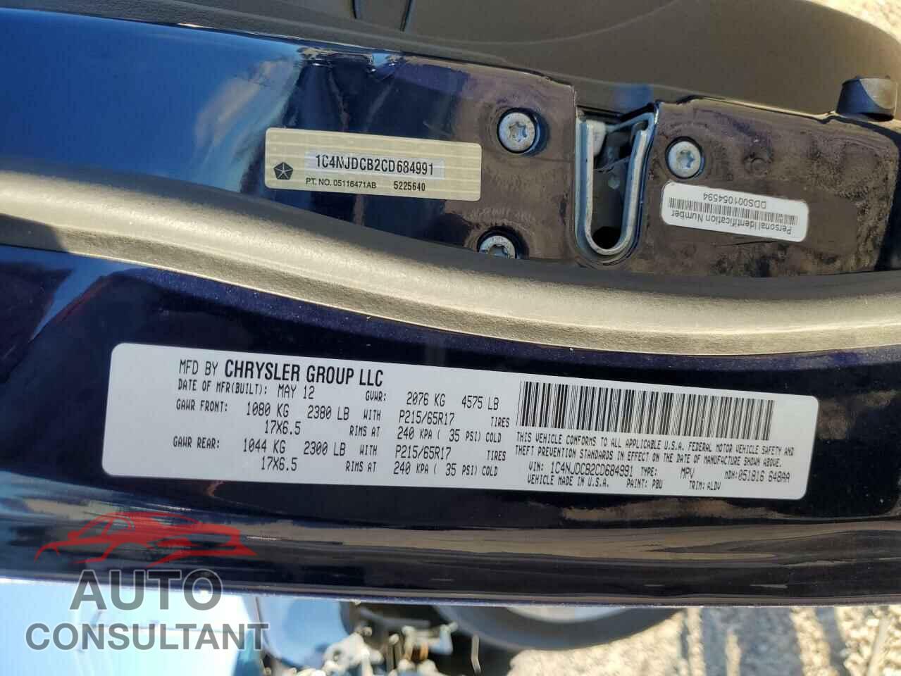 JEEP COMPASS 2012 - 1C4NJDCB2CD684991