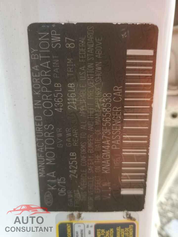KIA OPTIMA 2015 - KNAGM4A73F5658538
