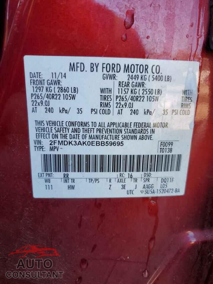 FORD EDGE 2014 - 2FMDK3AK0EBB59695