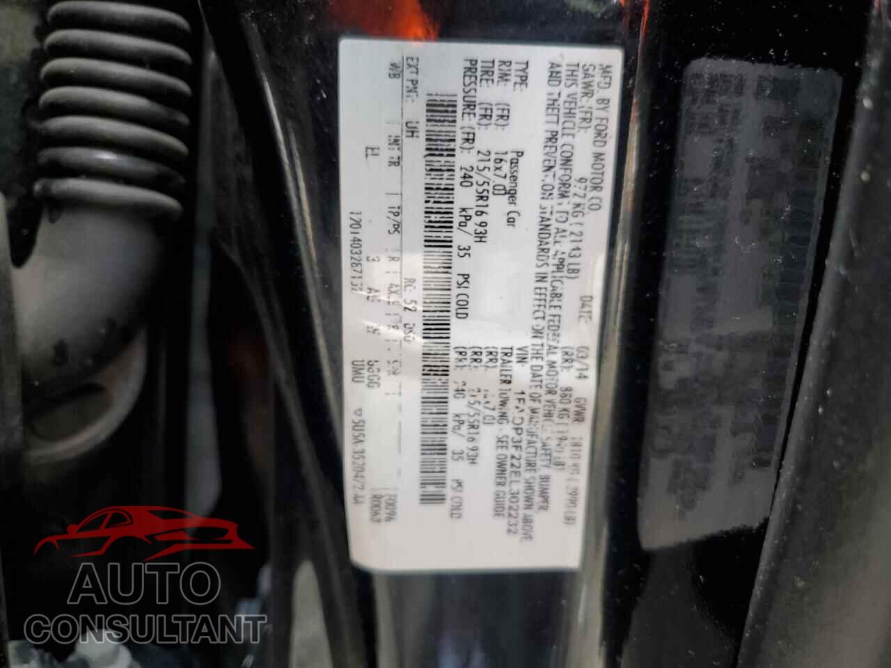 FORD FOCUS 2014 - 1FADP3F22EL302232