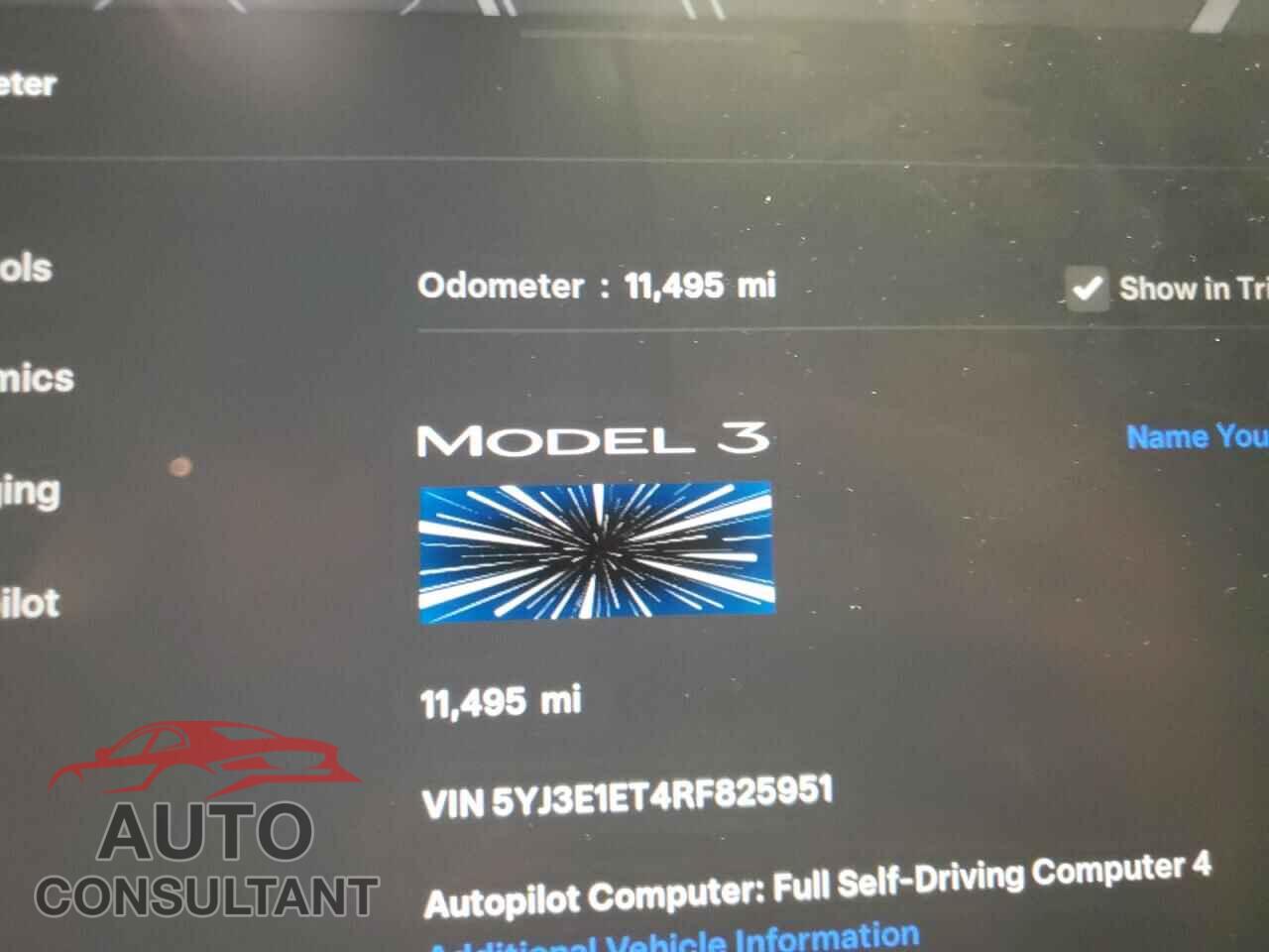 TESLA MODEL 3 2024 - 5YJ3E1ET4RF825951