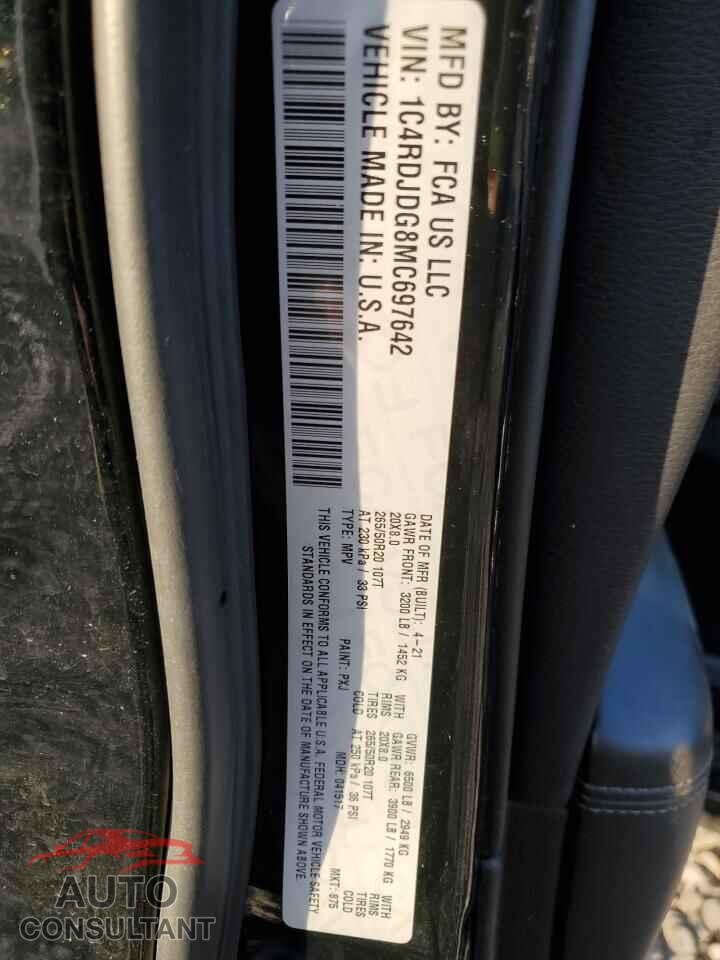 DODGE DURANGO 2021 - 1C4RDJDG8MC697642