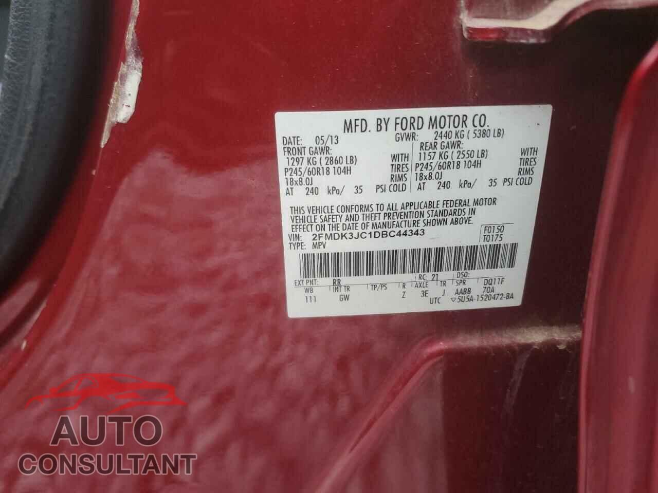 FORD EDGE 2013 - 2FMDK3JC1DBC44343