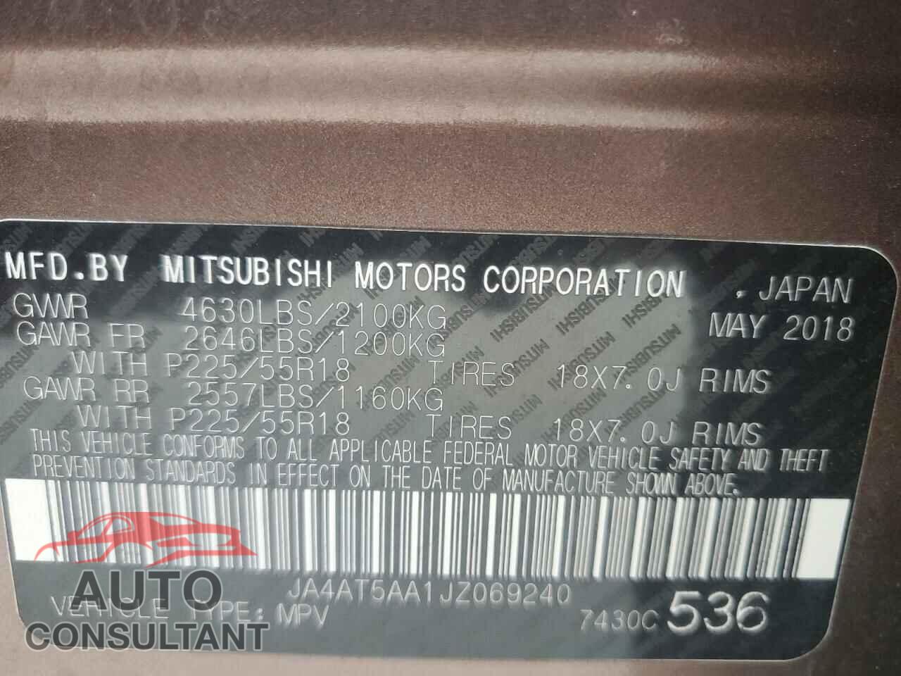 MITSUBISHI ECLIPSE 2018 - JA4AT5AA1JZ069240