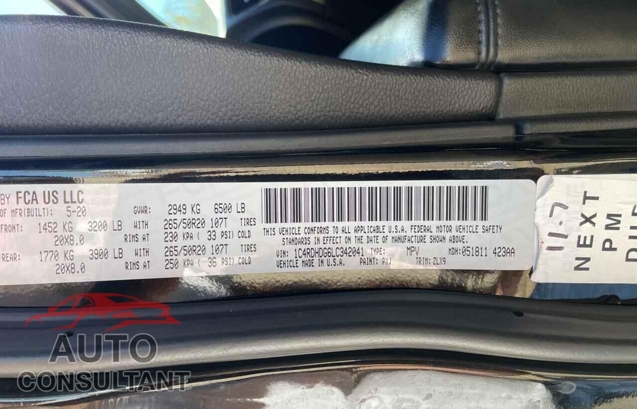 DODGE DURANGO 2020 - 1C4RDHDG6LC342041
