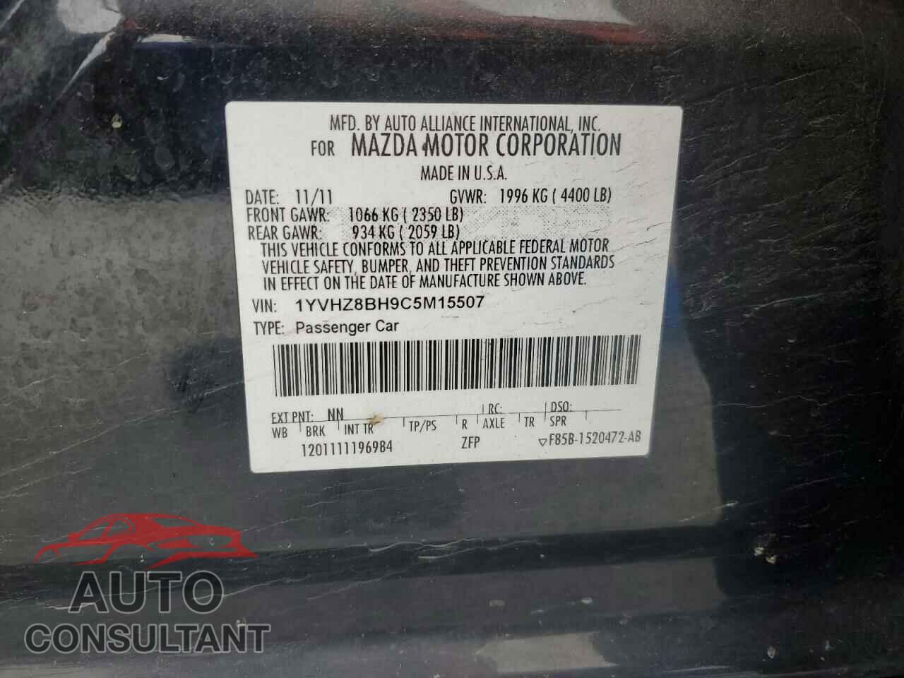 MAZDA 6 2012 - 1YVHZ8BH9C5M15507