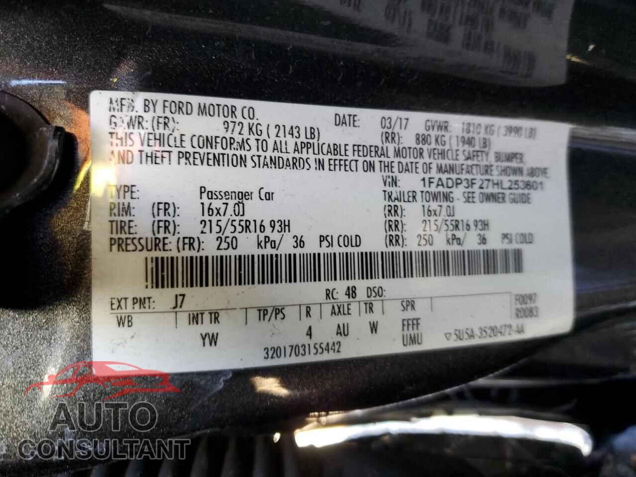 FORD FOCUS 2017 - 1FADP3F27HL253601