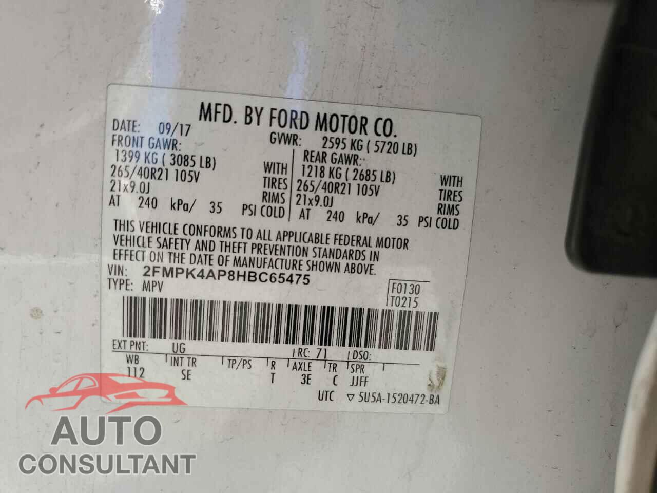 FORD EDGE 2017 - 2FMPK4AP8HBC65475