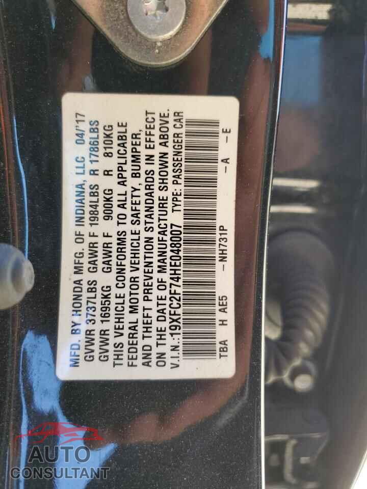 HONDA CIVIC 2017 - 19XFC2F74HE048007