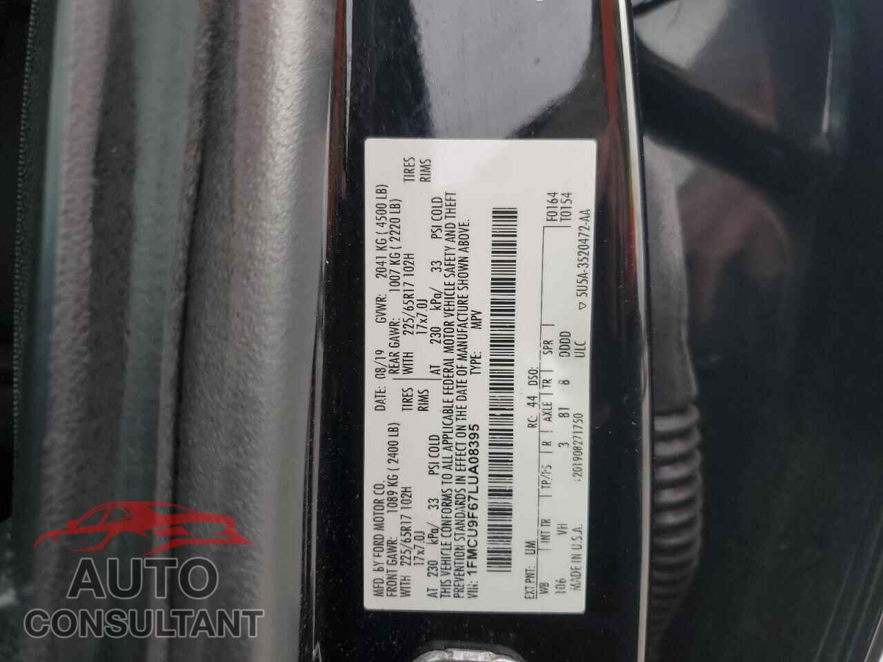 FORD ESCAPE 2020 - 1FMCU9F67LUA08395