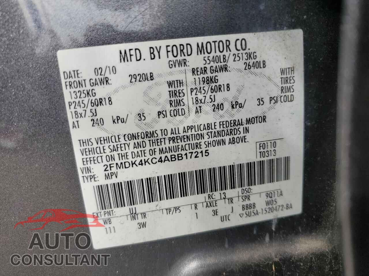 FORD EDGE 2010 - 2FMDK4KC4ABB17215