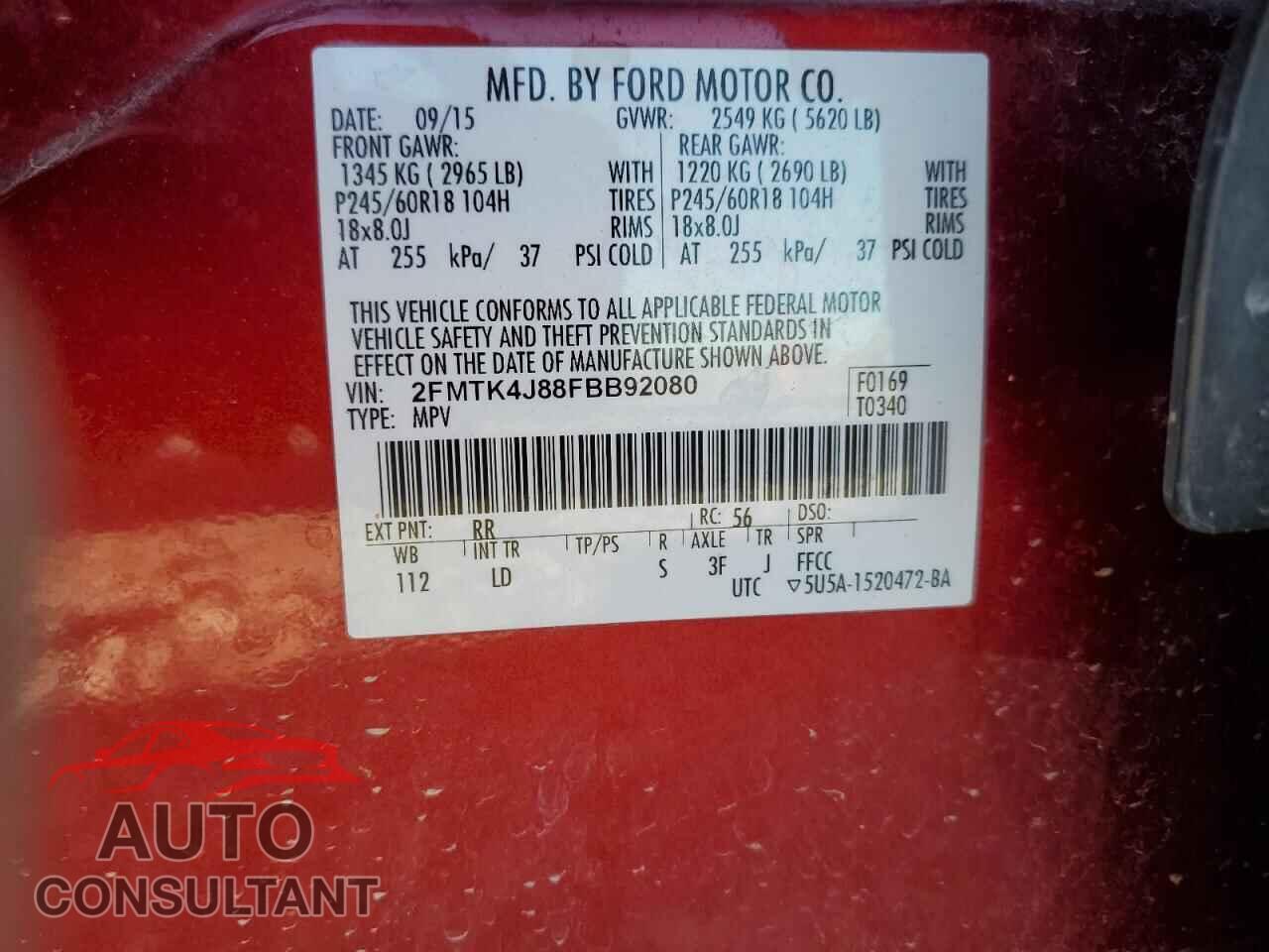 FORD EDGE 2015 - 2FMTK4J88FBB92080