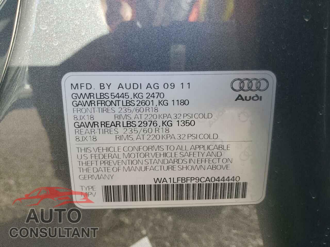 AUDI Q5 2012 - WA1LFBFP9CA044440