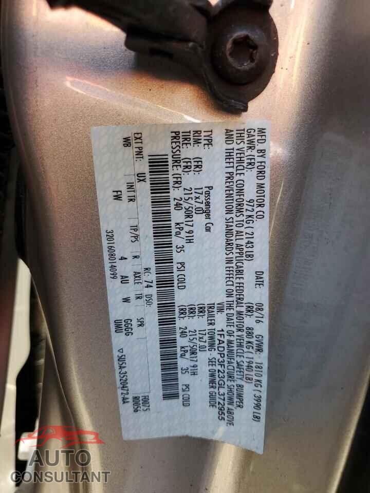 FORD FOCUS 2016 - 1FADP3F23GL372955