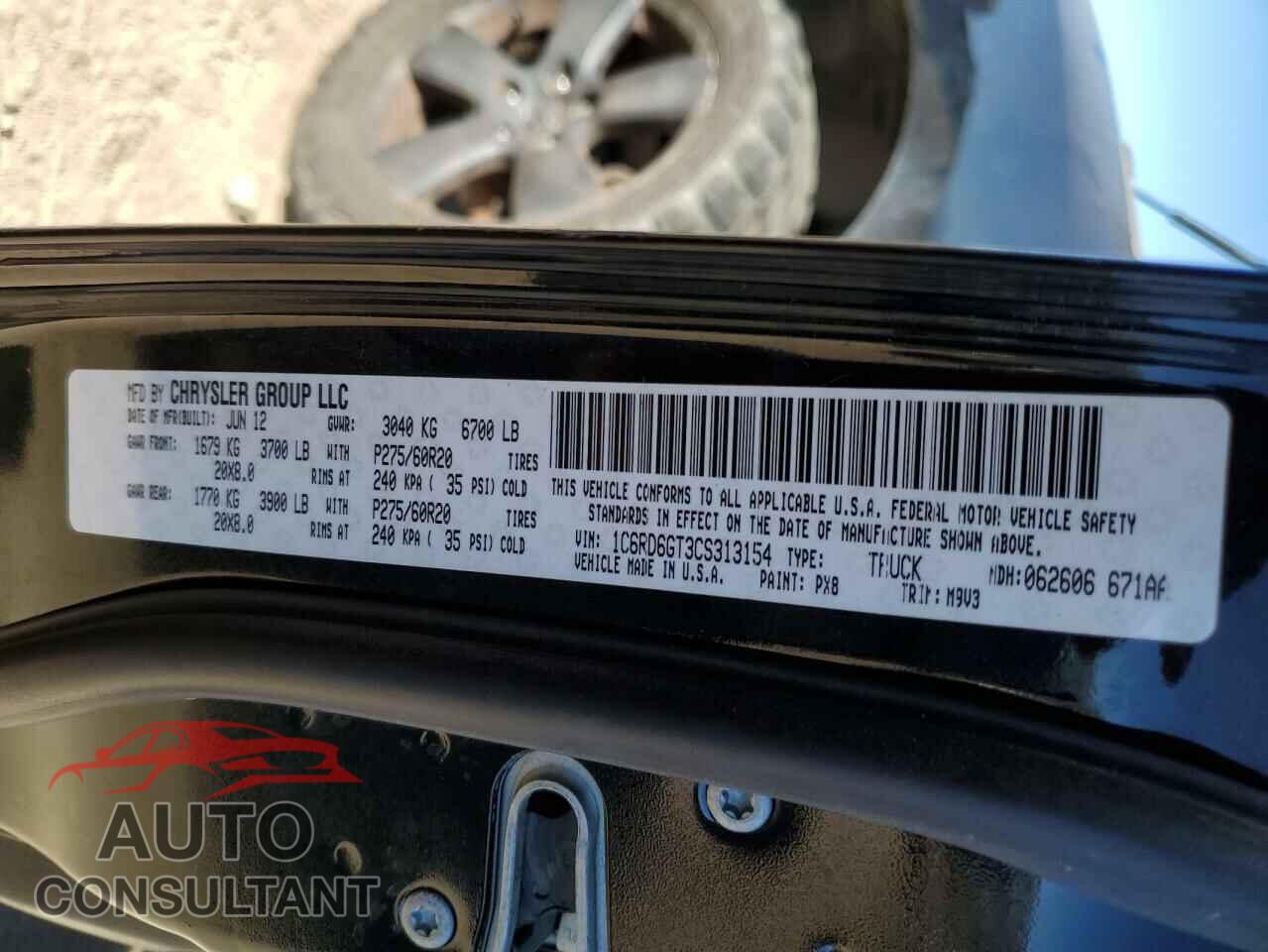 DODGE RAM 1500 2012 - 1C6RD6GT3CS313154