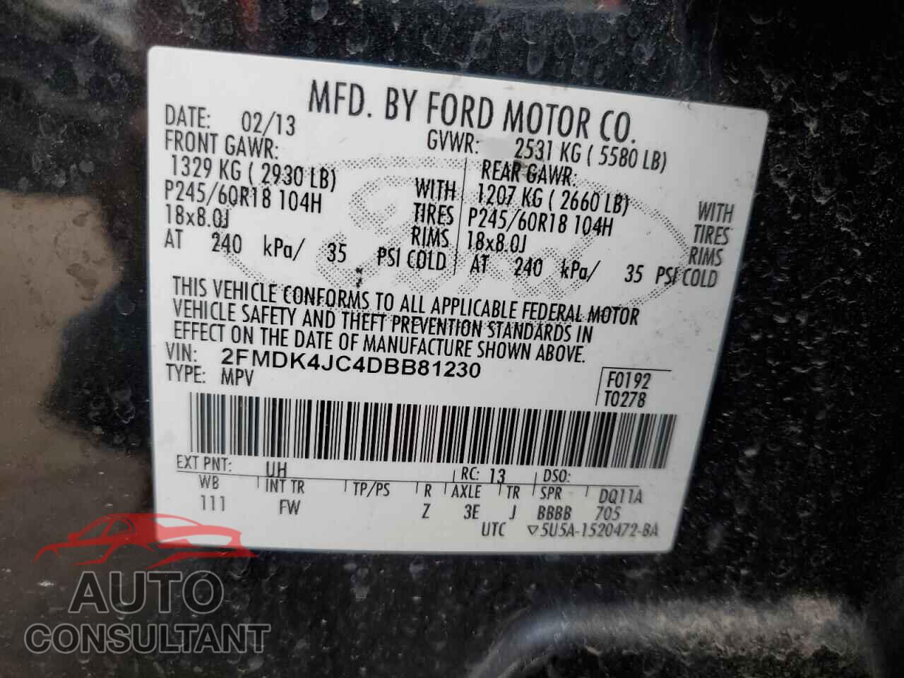 FORD EDGE 2013 - 2FMDK4JC4DBB81230