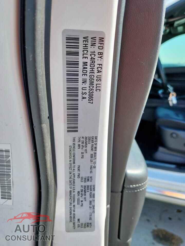 DODGE DURANGO 2021 - 1C4RDHEG6MC630657