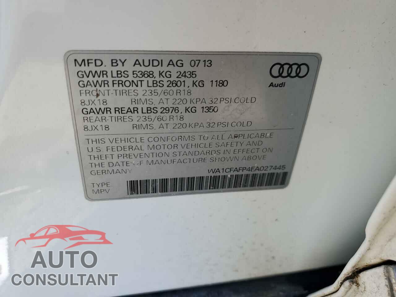 AUDI Q5 2014 - WA1CFAFP4EA027445