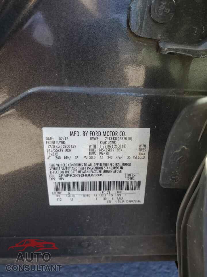 FORD EDGE 2017 - 2FMPK3K92HBB59839