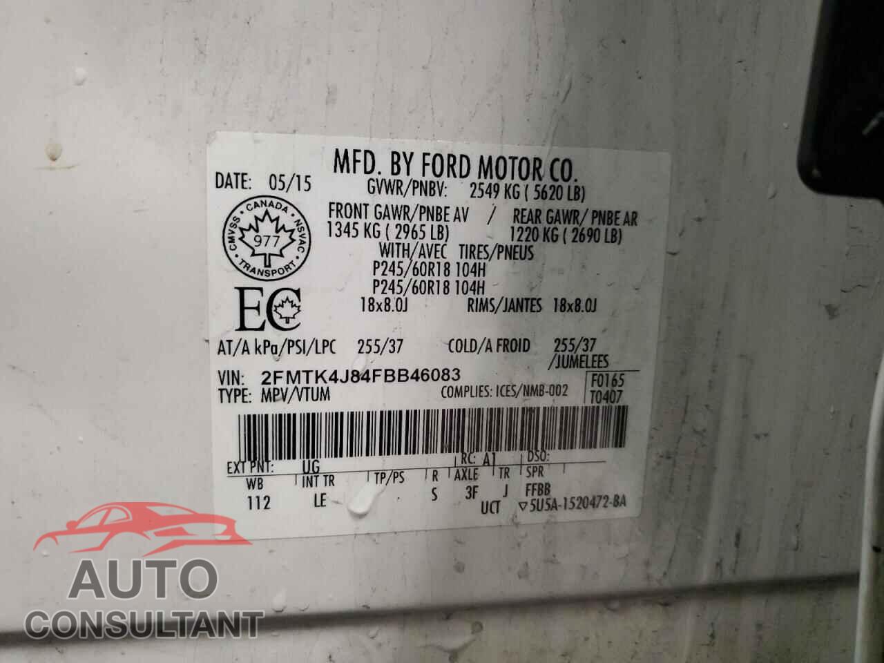 FORD EDGE 2015 - 2FMTK4J84FBB46083