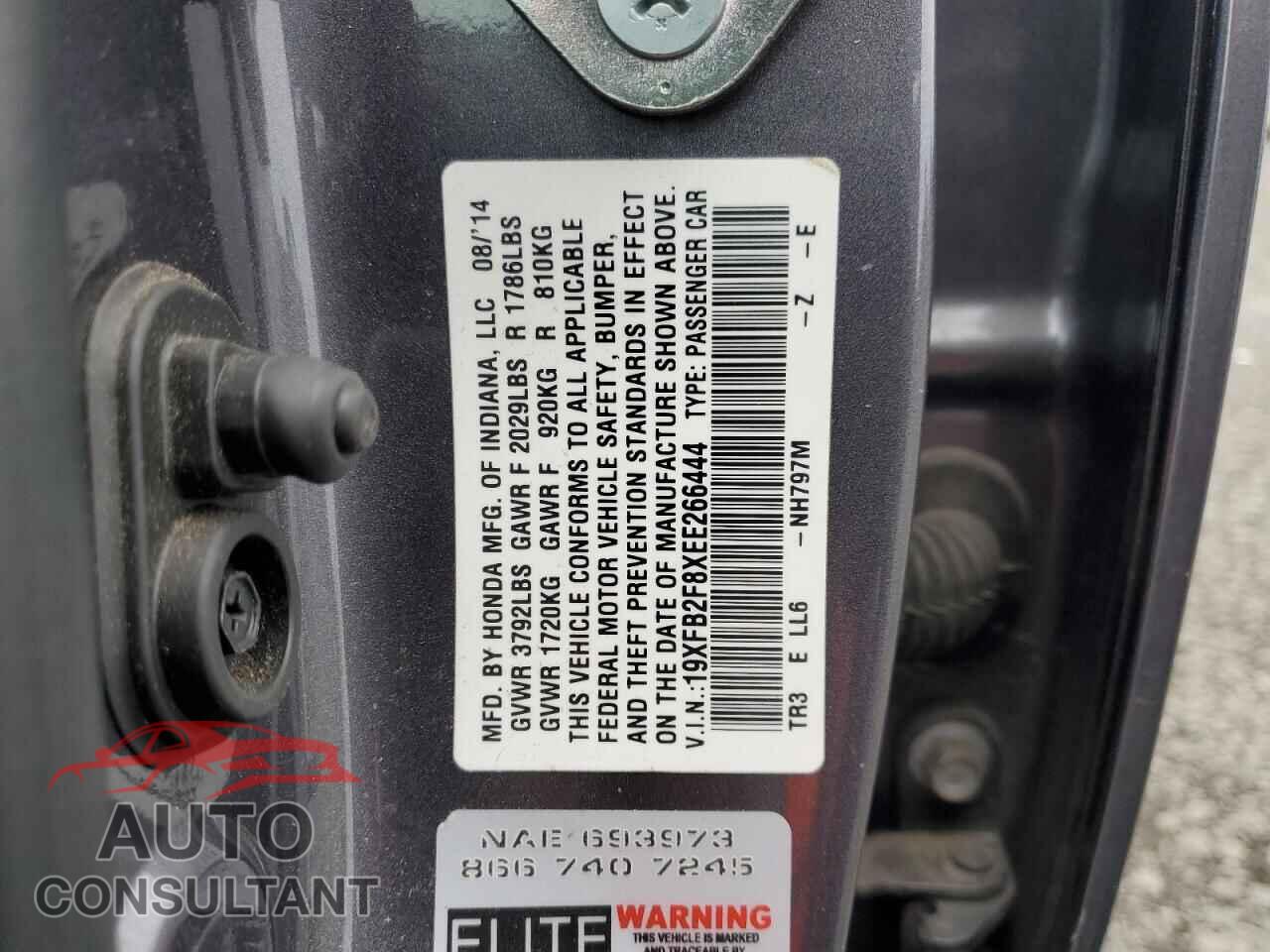HONDA CIVIC 2014 - 19XFB2F8XEE266444