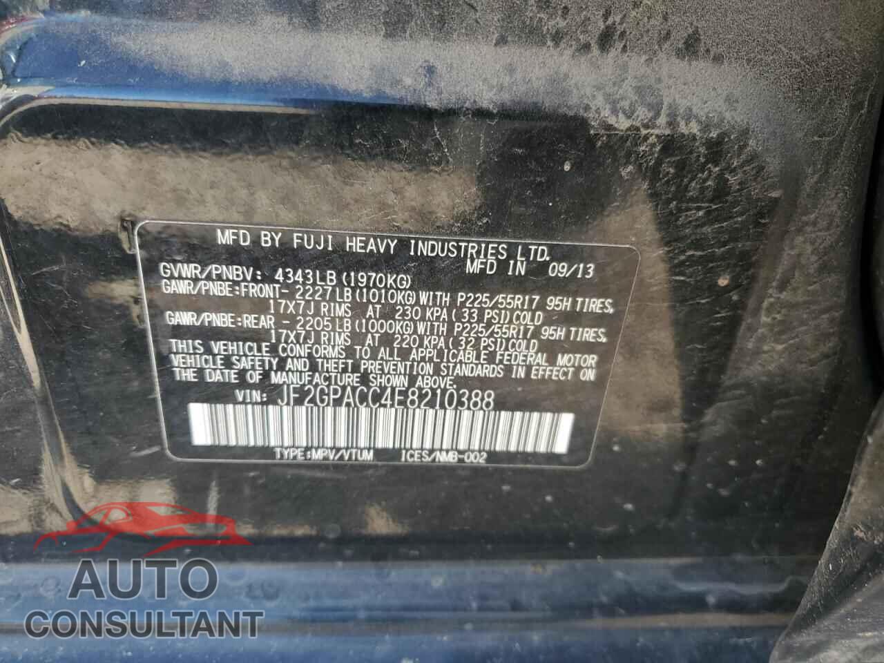 SUBARU XV 2014 - JF2GPACC4E8210388