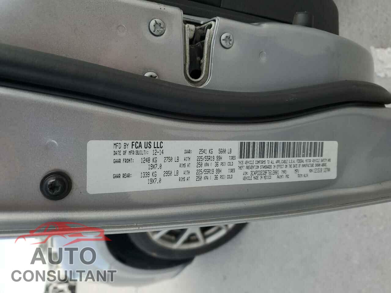 DODGE JOURNEY 2015 - 3C4PDDEG9FT612001