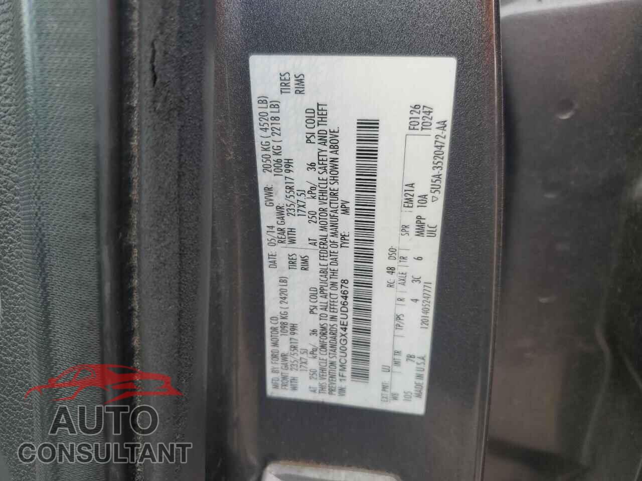 FORD ESCAPE 2014 - 1FMCU0GX4EUD64678