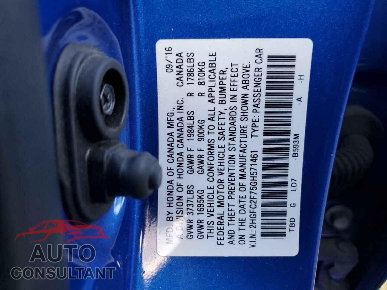 HONDA CIVIC 2016 - 2HGFC2F75GH571461