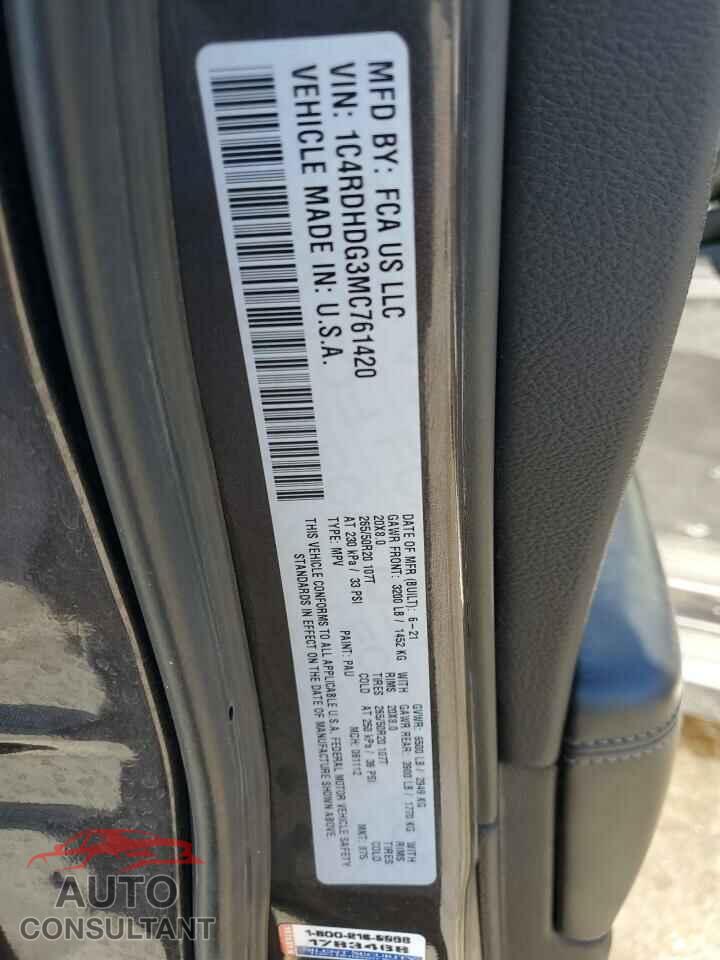 DODGE DURANGO 2021 - 1C4RDHDG3MC761420