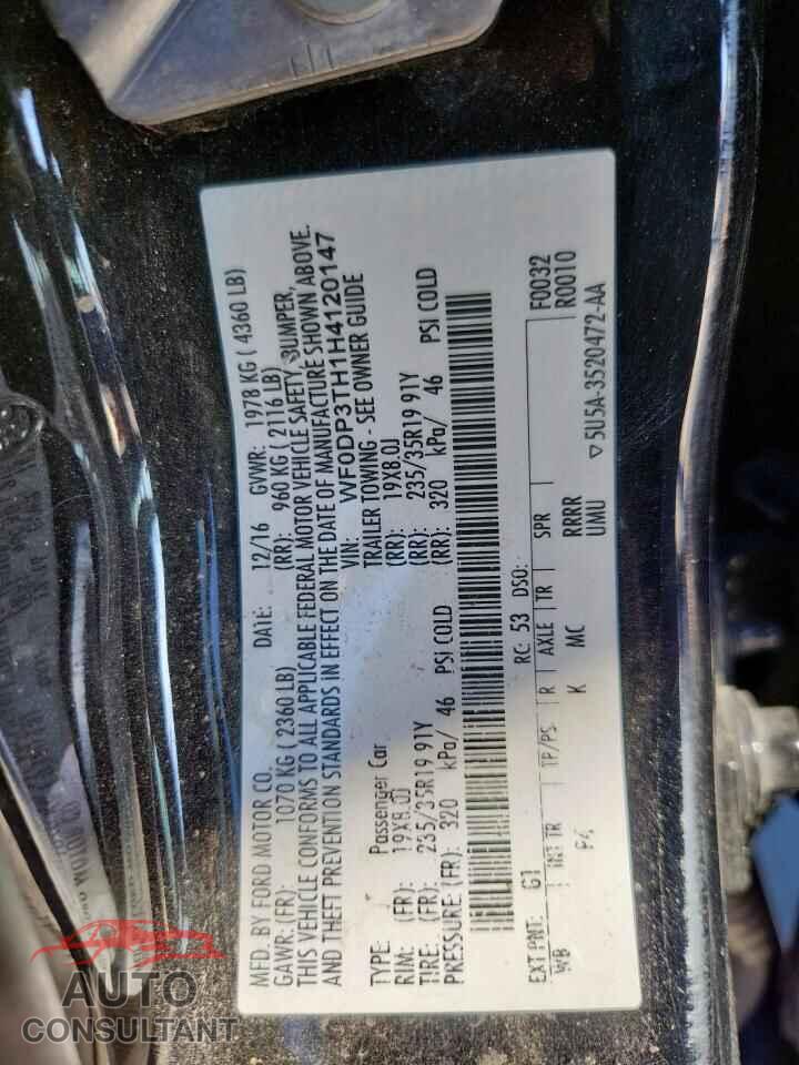 FORD FOCUS 2017 - WF0DP3TH1H4120147