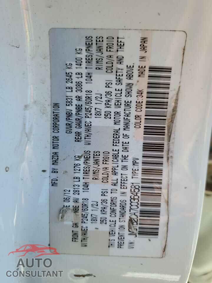 MAZDA CX-9 2012 - JM3TB2CA7C0364581