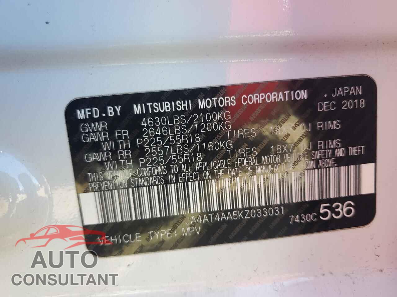 MITSUBISHI ECLIPSE 2019 - JA4AT4AA5KZ033031