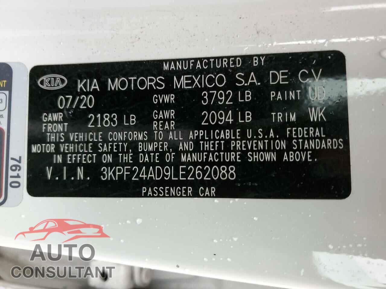 KIA FORTE 2020 - 3KPF24AD9LE262088