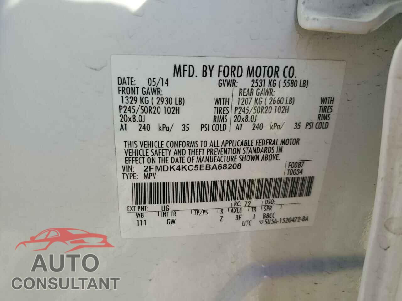 FORD EDGE 2014 - 2FMDK4KC5EBA68208