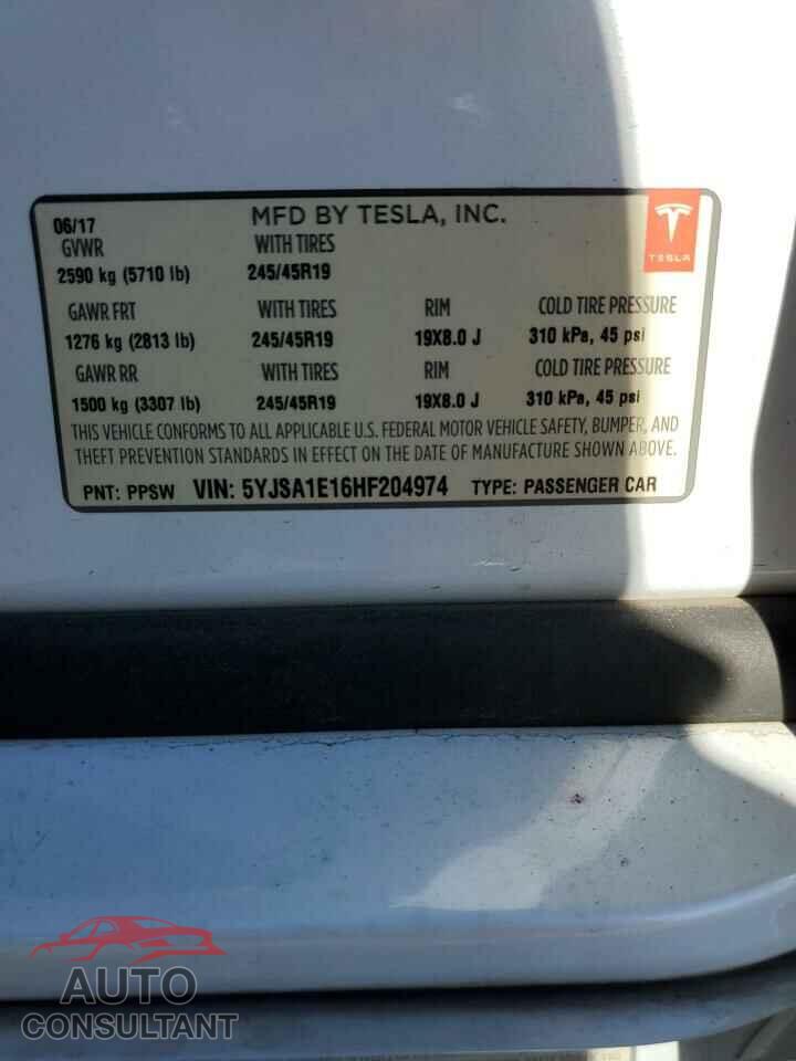 TESLA MODEL S 2017 - 5YJSA1E16HF204974