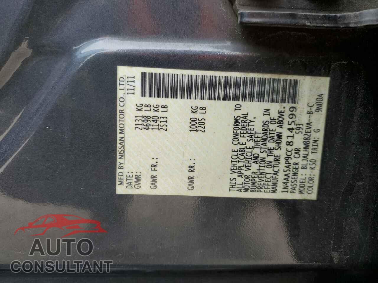 NISSAN MAXIMA 2012 - 1N4AA5AP9CC814599