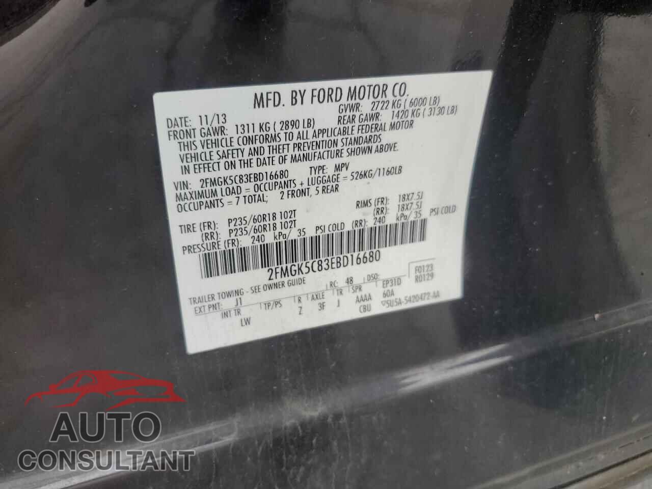 FORD FLEX 2014 - 2FMGK5C83EBD16680