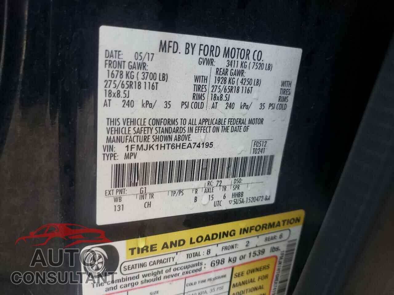 FORD EXPEDITION 2017 - 1FMJK1HT6HEA74195