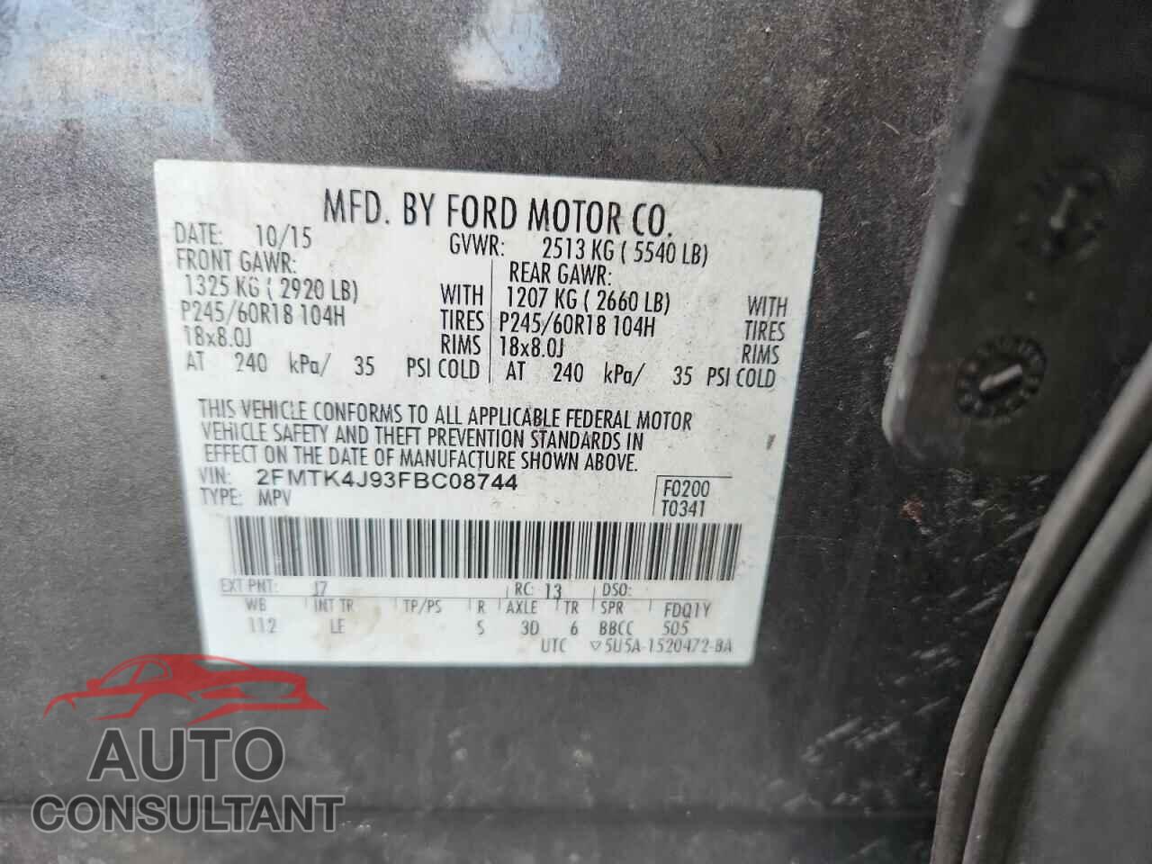FORD EDGE 2015 - 2FMTK4J93FBC08744