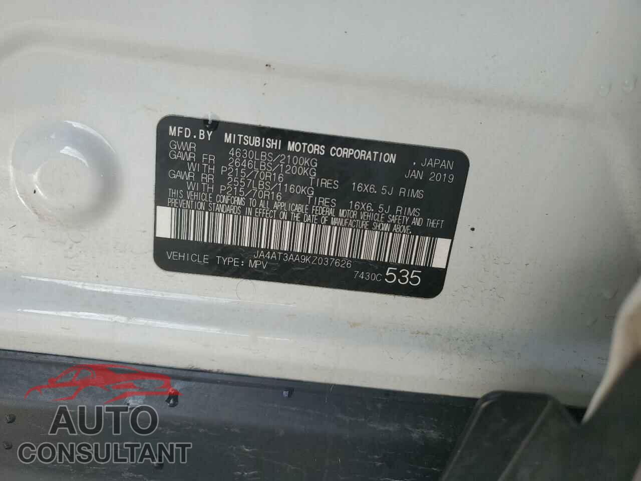 MITSUBISHI ECLIPSE 2019 - JA4AT3AA9KZ037626