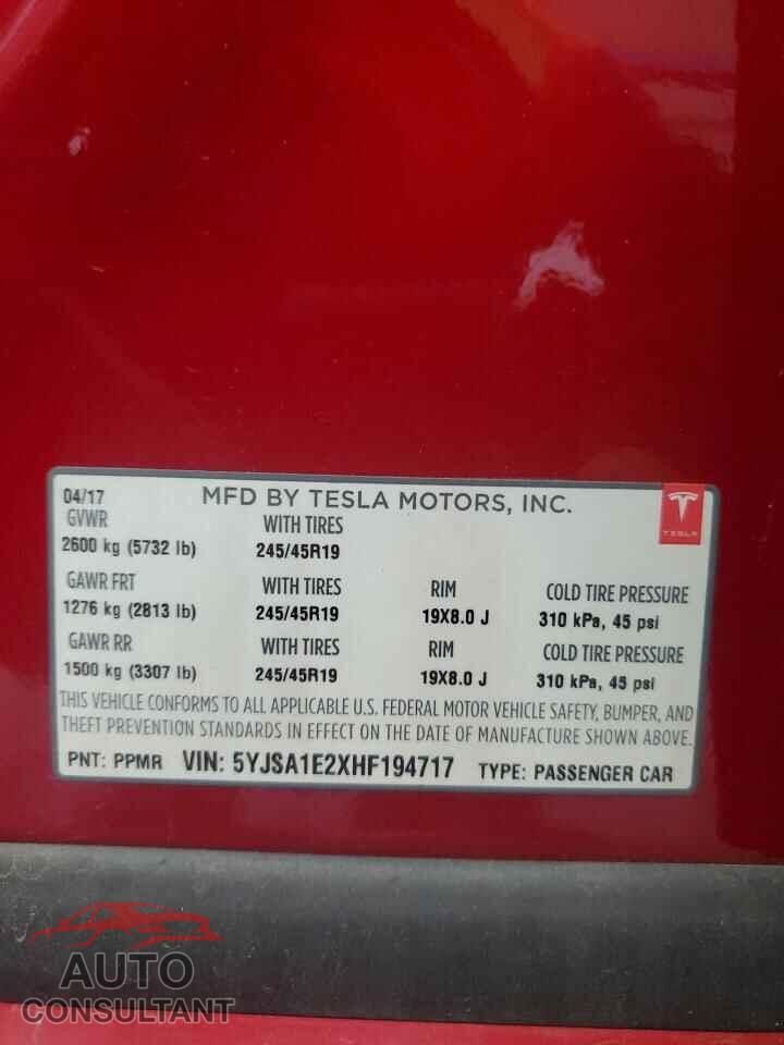 TESLA MODEL S 2017 - 5YJSA1E2XHF194717