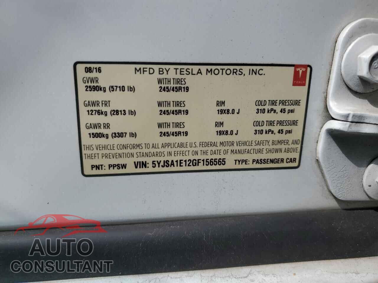 TESLA MODEL S 2016 - 5YJSA1E12GF156565