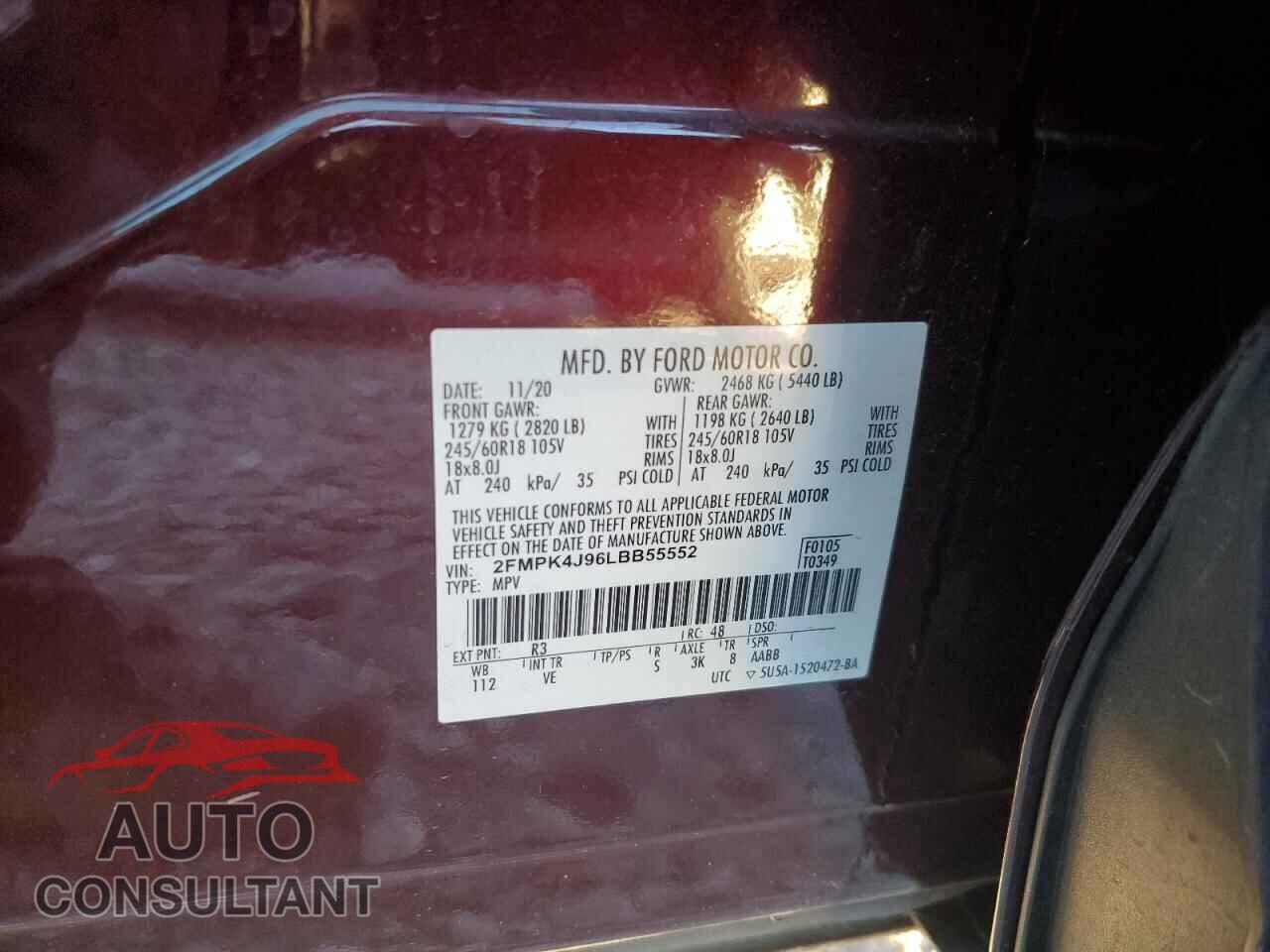 FORD EDGE 2020 - 2FMPK4J96LBB55552