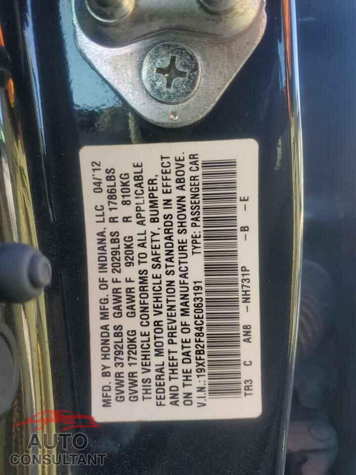 HONDA CIVIC 2012 - 19XFB2F84CE063191