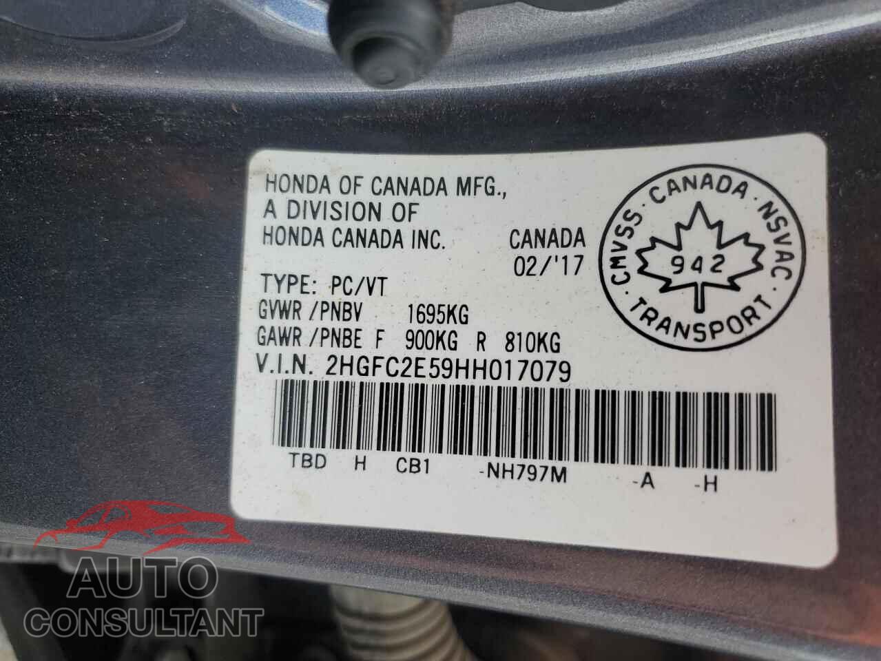 HONDA CIVIC 2017 - 2HGFC2E59HH017079