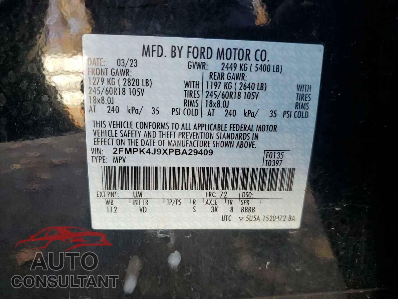 FORD EDGE 2023 - 2FMPK4J9XPBA29409
