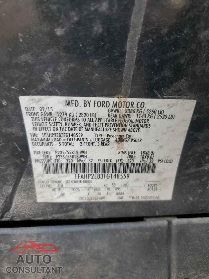 FORD TAURUS 2015 - 1FAHP2E83FG148559